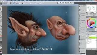 Colouring a pencil sketch with Corel Painter 12 [upl. by Nobel]