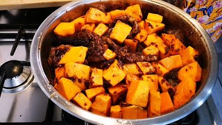 Pumpkin bredie  Pampoen kos  Cape Malay Traditional food  Cape Town [upl. by Derwon]