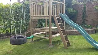 Kids playhouse and outdoor wooden climbing frame Custom Climbing Frame from Play Crazy Climbing [upl. by Yelyah]