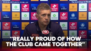 Longmuir proud of players after tough night  Fremantle Dockers press conference  Fox Footy [upl. by Niel]