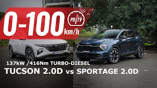 2022 Hyundai Tucson 20D vs Kia Sportage 20D 0100kmh amp engine sound [upl. by Egoreg]