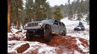 XJ on 33s no lift takes on RainbowFalls in Snow [upl. by Grath]