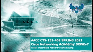 AACC  Spring 2021  CTS131  CCNA SRWEv7  Packet Tracer Skills 4 IPv4 Static amp Default Routes [upl. by Rafaelof]