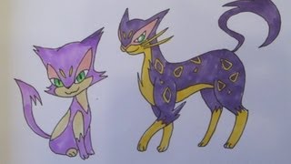 How to draw Pokemon No509 Purrloin No510 Liepard [upl. by Burnaby]