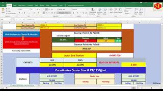 Straight Portion Road Center Line amp Offset Coordinates Calculations [upl. by Cordy]