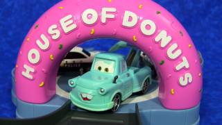 DisneyPixar Cars Toon Tokyo Mater House of Donuts Playset ToyPitStop Cars [upl. by Jessalin668]