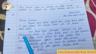 Write a letter to your father about it you have won a prize in high jumpwrite a letter to father [upl. by Adyam]