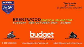 Brentwood Real Practical Driving Test Route  4th October 2024 at 232pm [upl. by Schwejda]