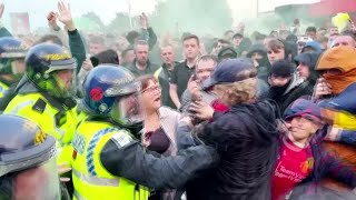 Manchester United supporters clash with police at protest [upl. by Attenhoj99]