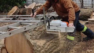 how to mill a huge log with an Alaskan chainsaw mill [upl. by Canale]