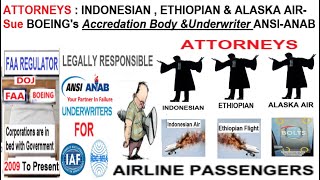 ATTORNEYS  INDONESIAN  ETHIOPIAN amp ALASKA AIRSue BOEINGs Accredation Body ampUnderwriter ANSIANAB [upl. by Tsai669]