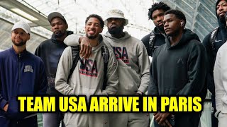 Team USA arrives in Paris for the 2024 Olympics👀 [upl. by Bathsheb216]