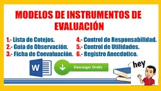 Modelos Instrumentos de Evaluacion ACTUALIZADO [upl. by Eilraep]