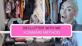 KONMARI METHOD MARIE KONDO DECLUTTER CLOSETWARDROBE  ORGANIZE WITH ME [upl. by Asle]