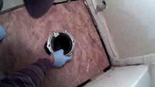 Bathroom subfloor repair toilet flange fitting and installation [upl. by Carney]