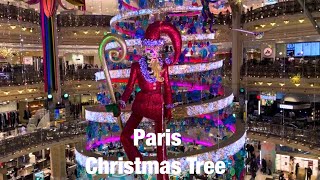 Paris city walks Christmas Tree Galeries Lafayette Paris France 4K [upl. by Lidah146]