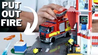 An Actual Working Fire Truck to Put Out Fires LEGO City Fire Station 60320 Review [upl. by Luapnaes]