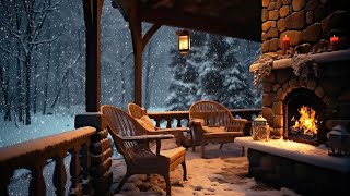 Winter Cozy Porch Ambience with Beautiful Relaxing Music and Falling Snow for Relaxation or Sleep [upl. by Adnilrev858]