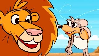 EL RATON Y EL LEON FABULAS y canciones infantiles de animales [upl. by Itsyrc]