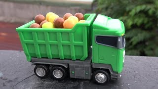 Excavators amp Truck Tayo the Little Bus toy with Car carrying Gumballs Sand toys play [upl. by Kali880]