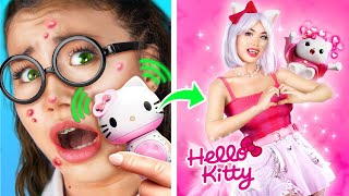 Amazing Makeover to Rich Hello Kitty for Poor Girls How to Become Popular College Queen [upl. by Casabonne817]