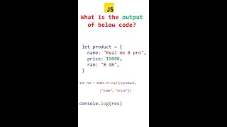 Json stringify method  javascript interview questions [upl. by Luigino456]