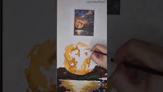 Painting the moonset 🌕 PART 3 shorts painting gouache art moonset moon [upl. by Nelli]