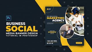 Business Promotion Sale Banner Design for Social Media  Adobe Photoshop Tutorial  Speed Art [upl. by Dlanar]