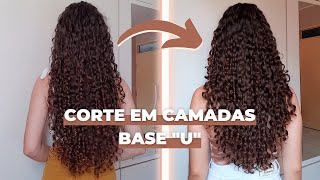 CORTE PRÁTICO PARA CABELOS CACHEADOS CORTE EM CAMADAS COM BASE quotUquot [upl. by Eissed]