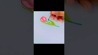 Tulip drawing 🌷 Tulip painting🌷 tulip watercolor flowers easydrawing asthetic [upl. by Us]