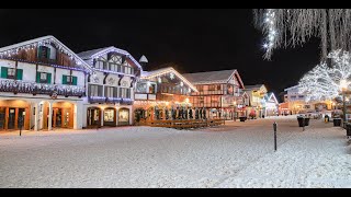 Leavenworth Christmas Lights in Snow  Drone shots [upl. by Kciremed36]