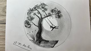 Einfach Landschaft Zeichnen mit Bleistift  Full Easy Nature Drawing [upl. by Nnahgem858]