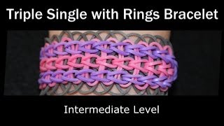 Rainbow Loom® Triple Single with Rings Bracelet [upl. by Eissalc]