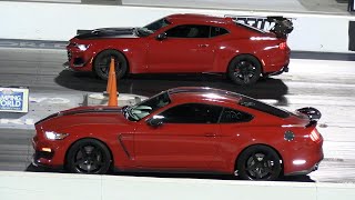 Shelby GT350 vs Camaro ZL1  drag racing [upl. by Isnan784]