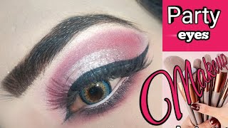 eyes makeup tutorial cut crease eyes pink silver eyes makeup [upl. by Alemap]