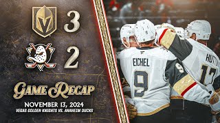 HIGHLIGHTS  Vegas Golden Knights 3 Anaheim Ducks 2  Nov 13 2024 [upl. by Kaplan]