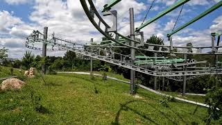 Grüner Hexenbesen Pottenstein roller coaster Achterbahn Bayern Wiegand onride [upl. by Enomad]