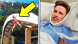 Bryton fell off the water slide then Ninja Kidz TV [upl. by Philipps]