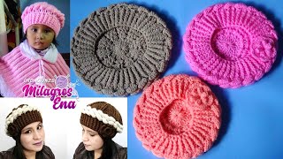 Boina tejido a crochet para bebe o niña en punto OLITAS y RELIEVES [upl. by Eirised]