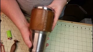 Leather Koozie for YETI Tumbler  Baseball Stitching [upl. by Gnud687]