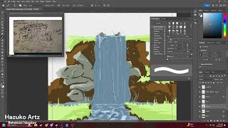 Forest of Waterfalls  Speedpaint  A Township Tale  Photoshop [upl. by Arit]