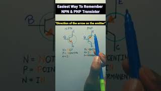 Easiest Way To Remember NPN And PNP Transistor  Difference Between NPN And PNP Transistor shorts [upl. by Alan]