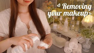 ASMR Removing your makeup before bed🤍romantic mood [upl. by Aicissej]