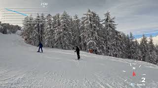 Ski resort Serre Chevalier Vallée Briançon red ski run Draye 21 km [upl. by Arihppas]