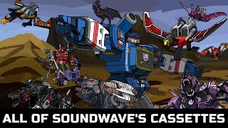 ALL OF SOUNDWAVES CASSETTE MINIONS THROUGHOUT THE YEARS EXPLAINED Transformers 2021 [upl. by Welton393]