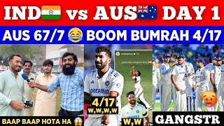 Boom Bumrah 417 Siraj 217 IND🇮🇳 vs AUS🇦🇺 Day 1 Stumps  Aus Software Updated  Pak Public Reaction [upl. by Omland]