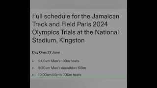 Full schedule of Jamaica Olympics trials 2024 Elaine Thompson Herah will not compete in trials [upl. by Tymes797]