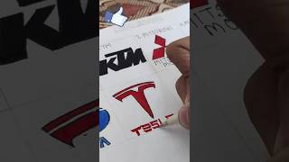 Drawing an iconic TESLA car logo 👍🏼🙏 ❤️SUBSCRIBE❤️ shortscararttrendinglogo [upl. by Secrest419]