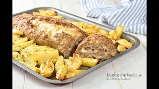 Polpettone con patate al forno con ripieno succoso e filante  Ricette che Passione [upl. by Wilona]