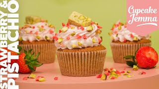 Recipe for Pistachio Nougat amp Strawberry Cupcakes  Cupcake Jemma [upl. by Lampert]